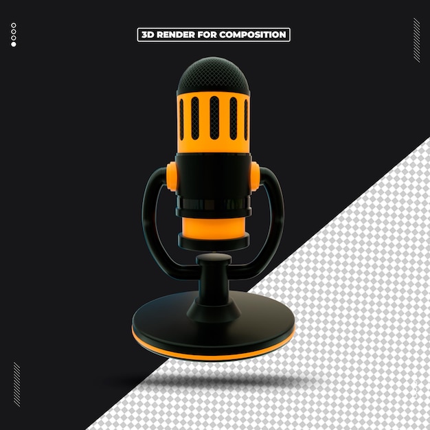 PSD podcast de micrófono de icono de objeto de renderizado 3d