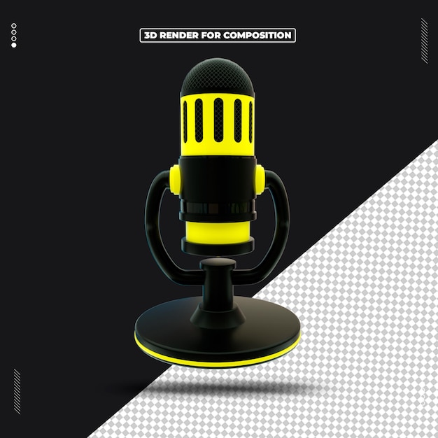 PSD podcast de micrófono de icono de objeto de renderizado 3d