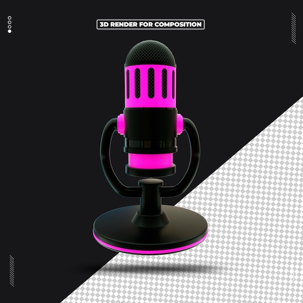 PSD podcast de micrófono de icono de objeto de renderizado 3d