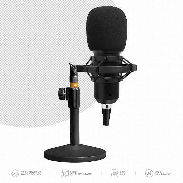 PSD podcast-mikrofon mit tischstütze auf durchsichtigem hintergrund png