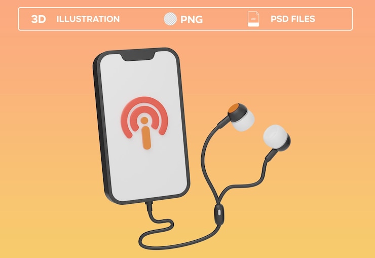 PSD podcast on air 3d icon illustration