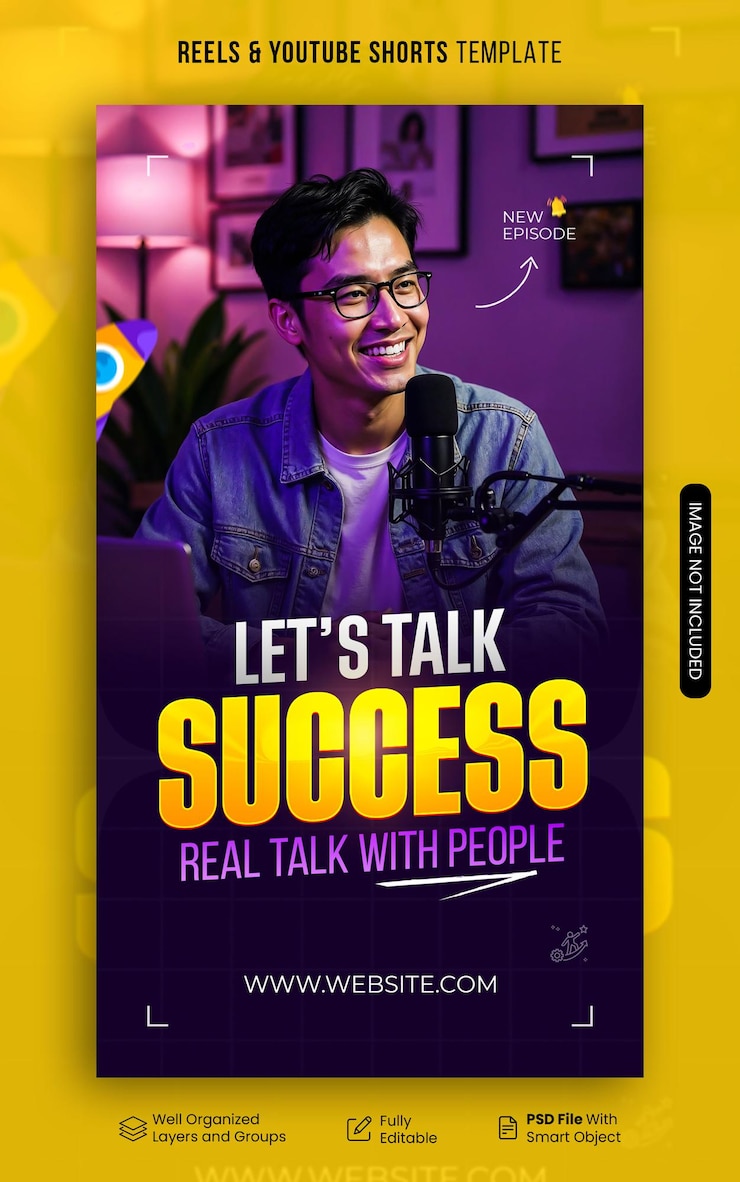 Podcast reels amp plantilla de cortometrajes de YouTube