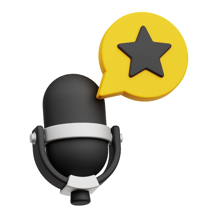 PSD podcast review icon 3d aislado en el fondo blanco