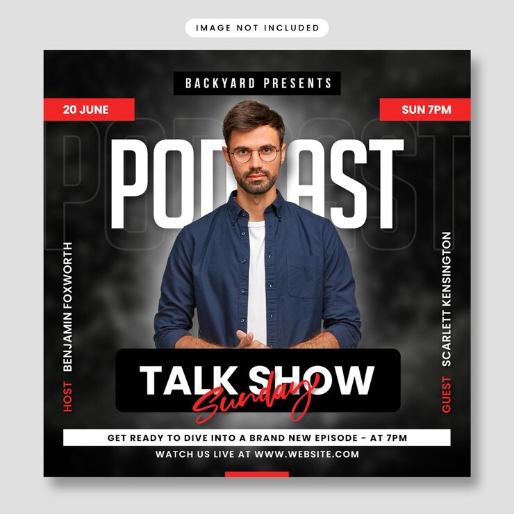 PSD podcast show flyer and instagram post template photoshop psd