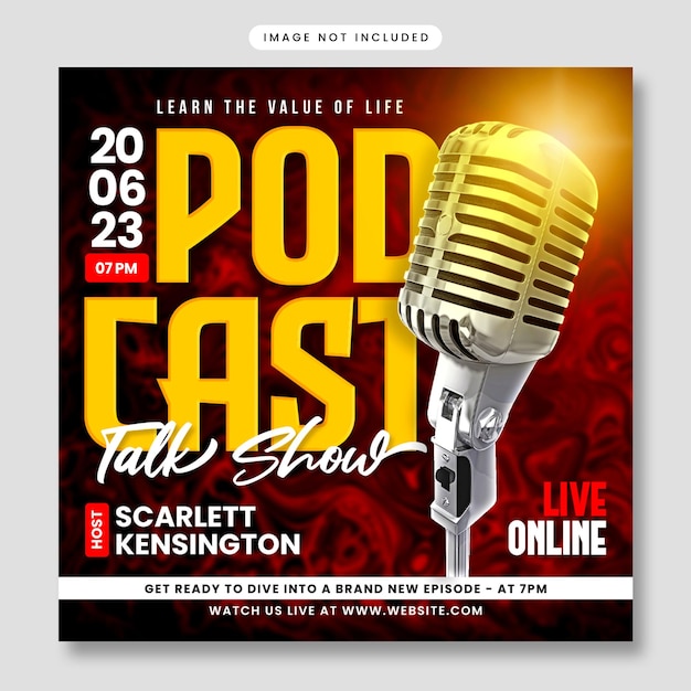 Podcast-show-flyer und instagram-post-vorlage photoshop psd