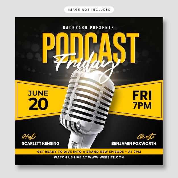 PSD podcast-show-flyer und instagram-post-vorlage photoshop psd