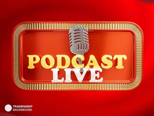 Podcast show en vivo 3d banner de redes sociales