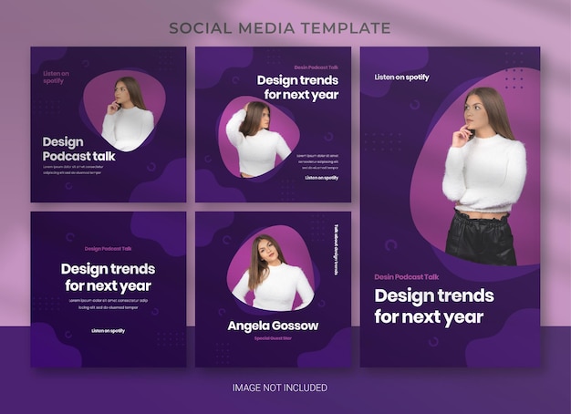 Podcast social media pack bundle template design