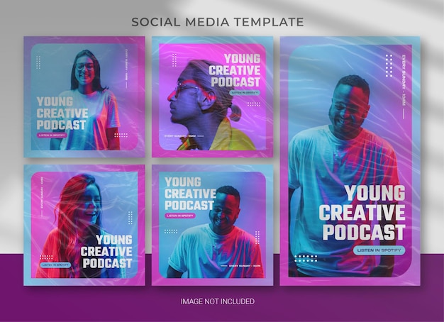 PSD podcast social media pack bundle-vorlage