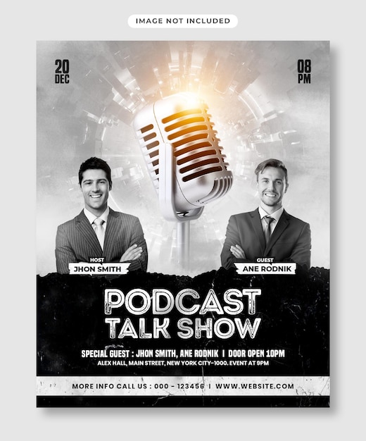 PSD podcast talk show flyer podcast poster e talk show modelo de postagem do instagram