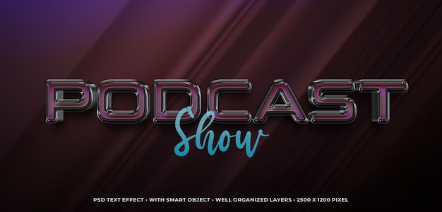Podcast de texto editable con efecto de estilo 3d