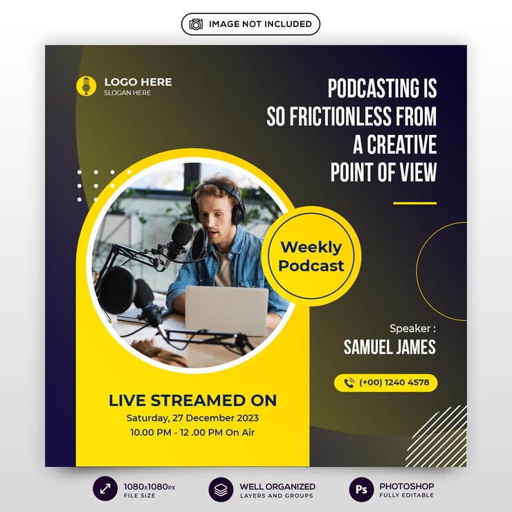 Podcasting-Social-Media-Beitragsvorlage Facebook Instagram