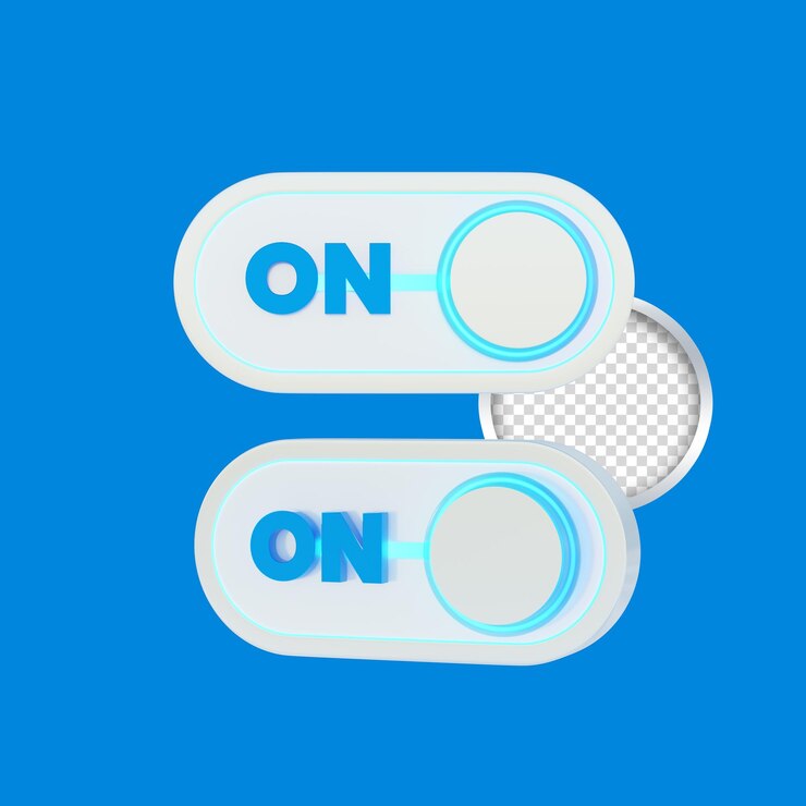 PSD poder 3d en el icono con un fondo azul