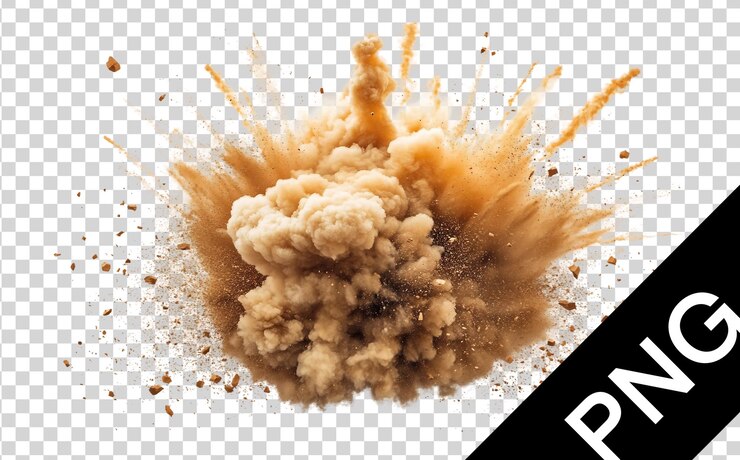 PSD una poderosa explosión de polvo y escombros creando un dramático efecto visual