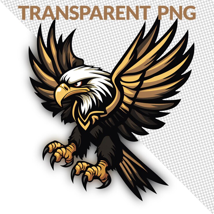 Las poderosas alas del águila calva se extienden en png transparente