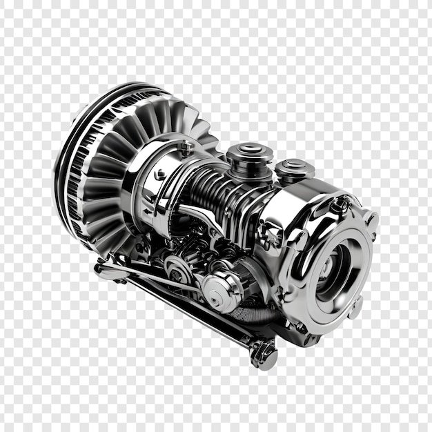Poderoso motor automotriz negro Renderizado detallado en 3D de piezas aisladas en transparente