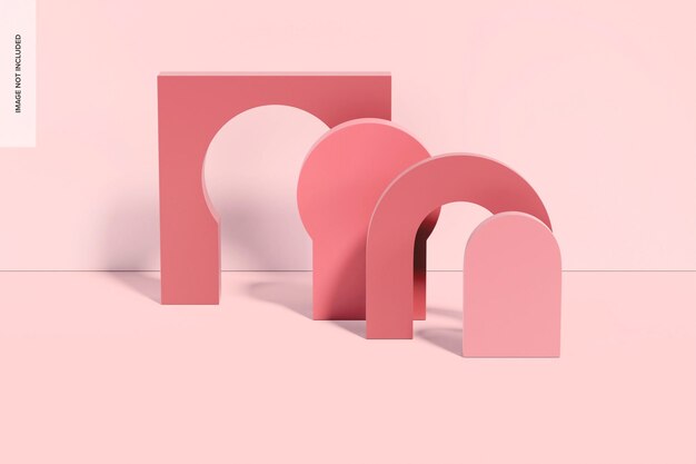 Podi rosa geometrici Mockup, vista frontale