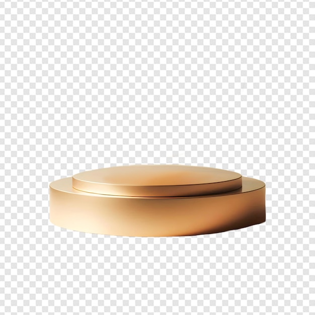 Podi rotondi dorati renderizzati in 3D per la visualizzazione del prodotto su sfondo trasparente