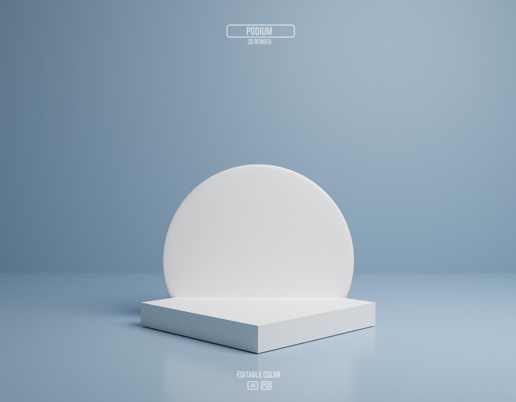 Podio 3D Prodotto Geometrico Bianco Visualizza Effetto Argilla Pulita