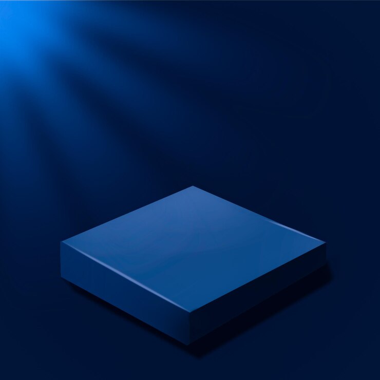 PSD podio 3d realista abstracto con podio rectangular azul 3d claro