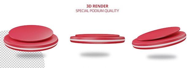 PSD podio blanco rojo simple 3d