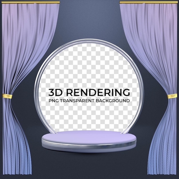 Podio con colores de degradado de cortina para visualización de productos 3D rendering
