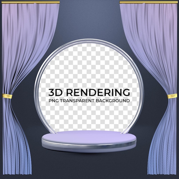 PSD podio con colores de degradado de cortina para visualización de productos 3d rendering