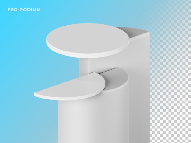 PSD podio de columna redondeada moderno realista en 3d en color blanco