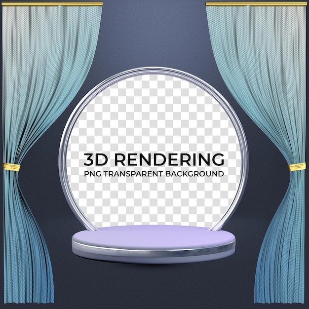 PSD pódio com cores de gradiente de cortina para renderização 3d de exibição de produto