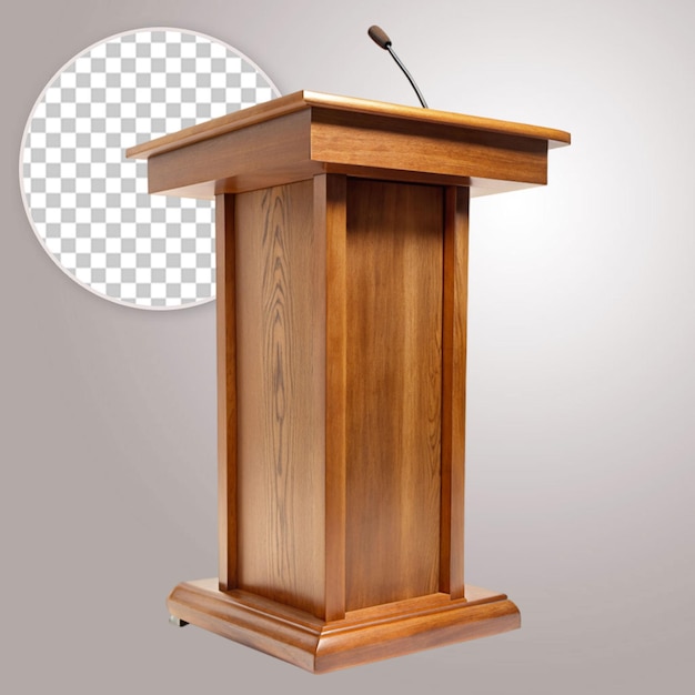 El podio de la conferencia de prensa aislado sobre un fondo transparente
