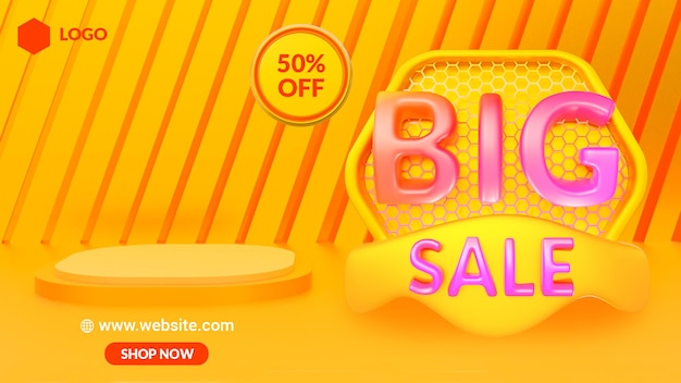 Pódio de exibição de produto de venda colorido 3D