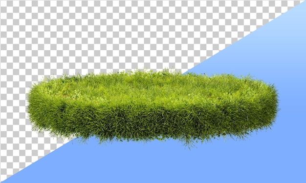 Pódio de grama isolado em um fundo branco renderização em 3d do círculo de grama