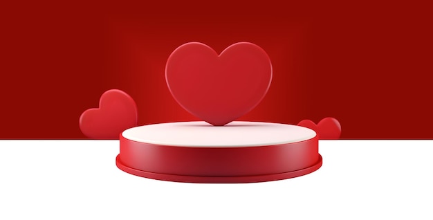 Podio del cuore 3D perfetto per la presentazione di bellezza Celebra l'amore isolato su uno sfondo trasparente