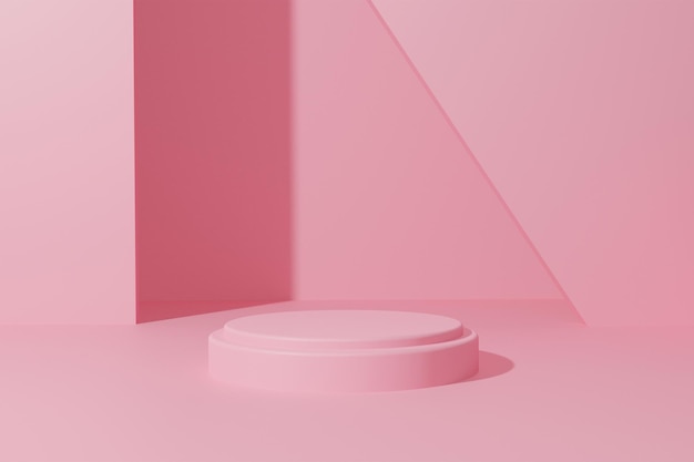 Podio del prodotto di rendering 3D con colore rosa