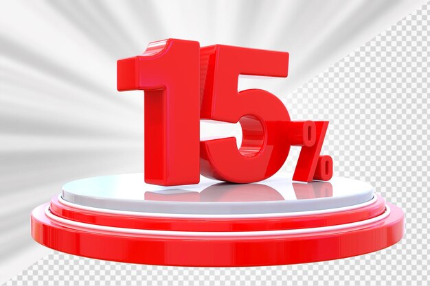 Podio de descuento número 15 por ciento para el producto