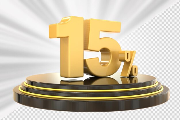 Podio de descuento número 15 por ciento para el producto
