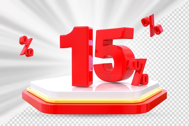 Podio de descuento número 15 por ciento para el producto