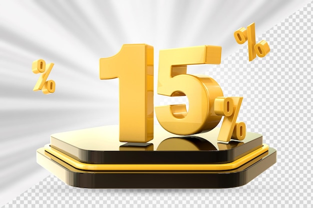 Podio de descuento número 15 por ciento para el producto