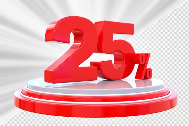 Podio de descuento número 25 por ciento para el producto