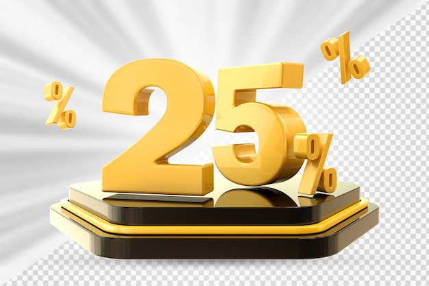 Podio de descuento número 25 por ciento para el producto
