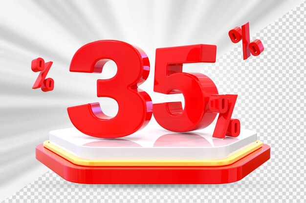 Podio de descuento número 35 por ciento para el producto