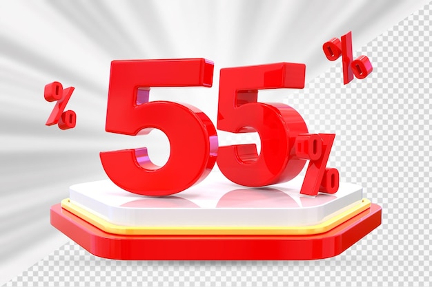 Podio de descuento número 55 por ciento para el producto
