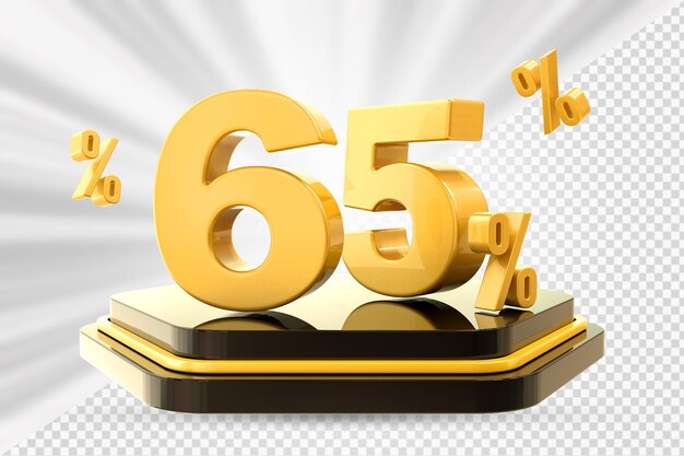 Podio de descuento número 65 por ciento para el producto