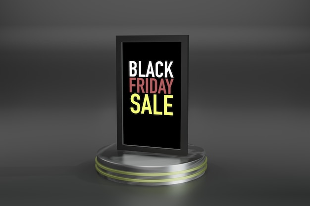 Podio di rendering 3D con mockup di cornice per poster per l'inserimento di prodotti