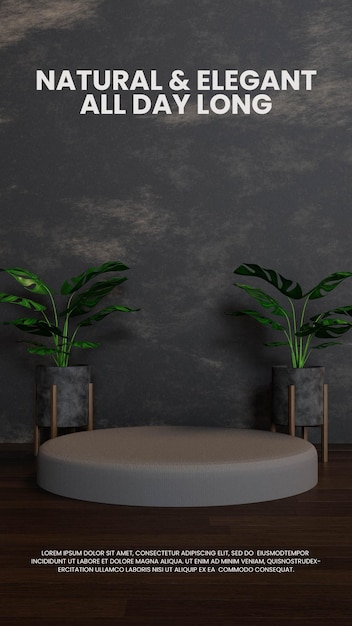 Pódio elegante e luxuoso com planta