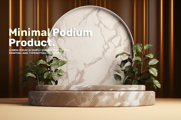 Podio elegante y natural con maqueta de escenario de mármol para presentación de productos