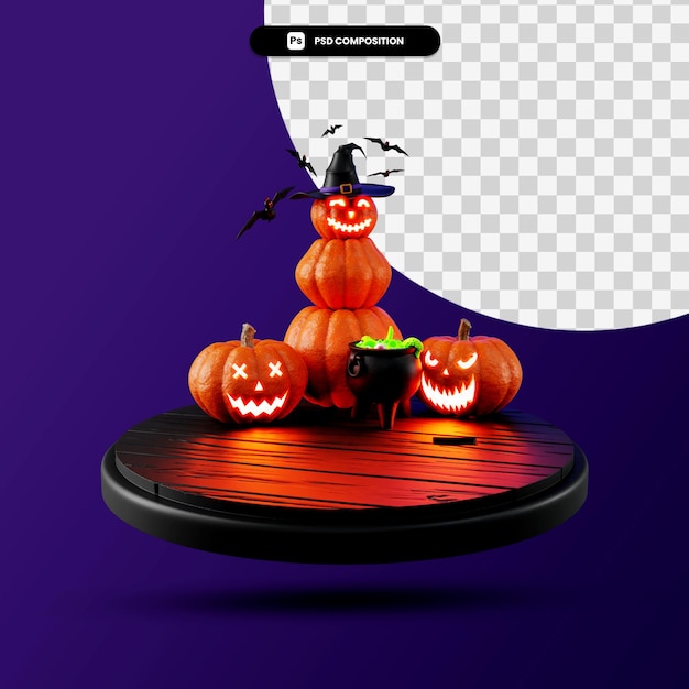 Podio escena de halloween 3d render ilustración aislada