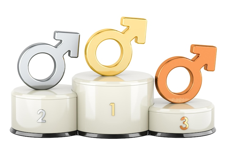 PSD el podio de los ganadores masculinos 1 2 3 coloca la representación 3d aislada sobre un fondo transparente