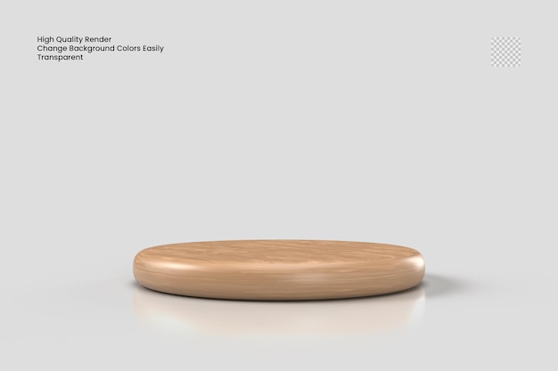 Podio de madera para exhibición de productos.