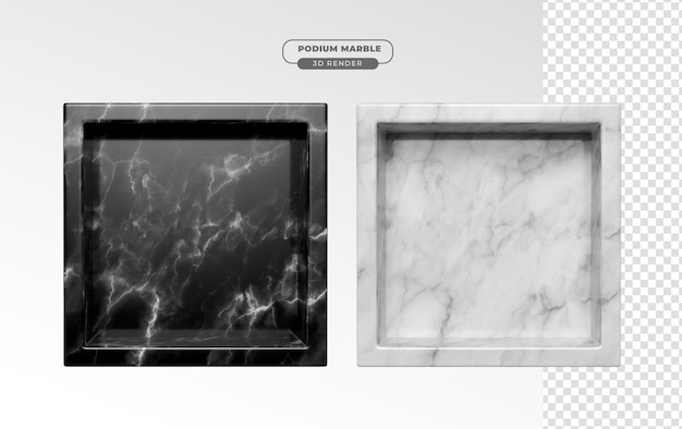 Podio de mármol 3d renderizado realista con fondo transparente
